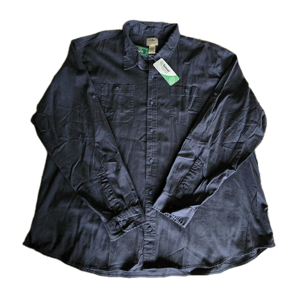 LL Bean Cotton & Tencel 1 Pocket Long Sleeve Blue Size 3XL New With Tags